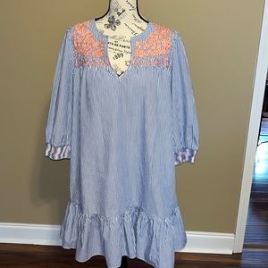 J.Crew Striped Dress with Embroidery.